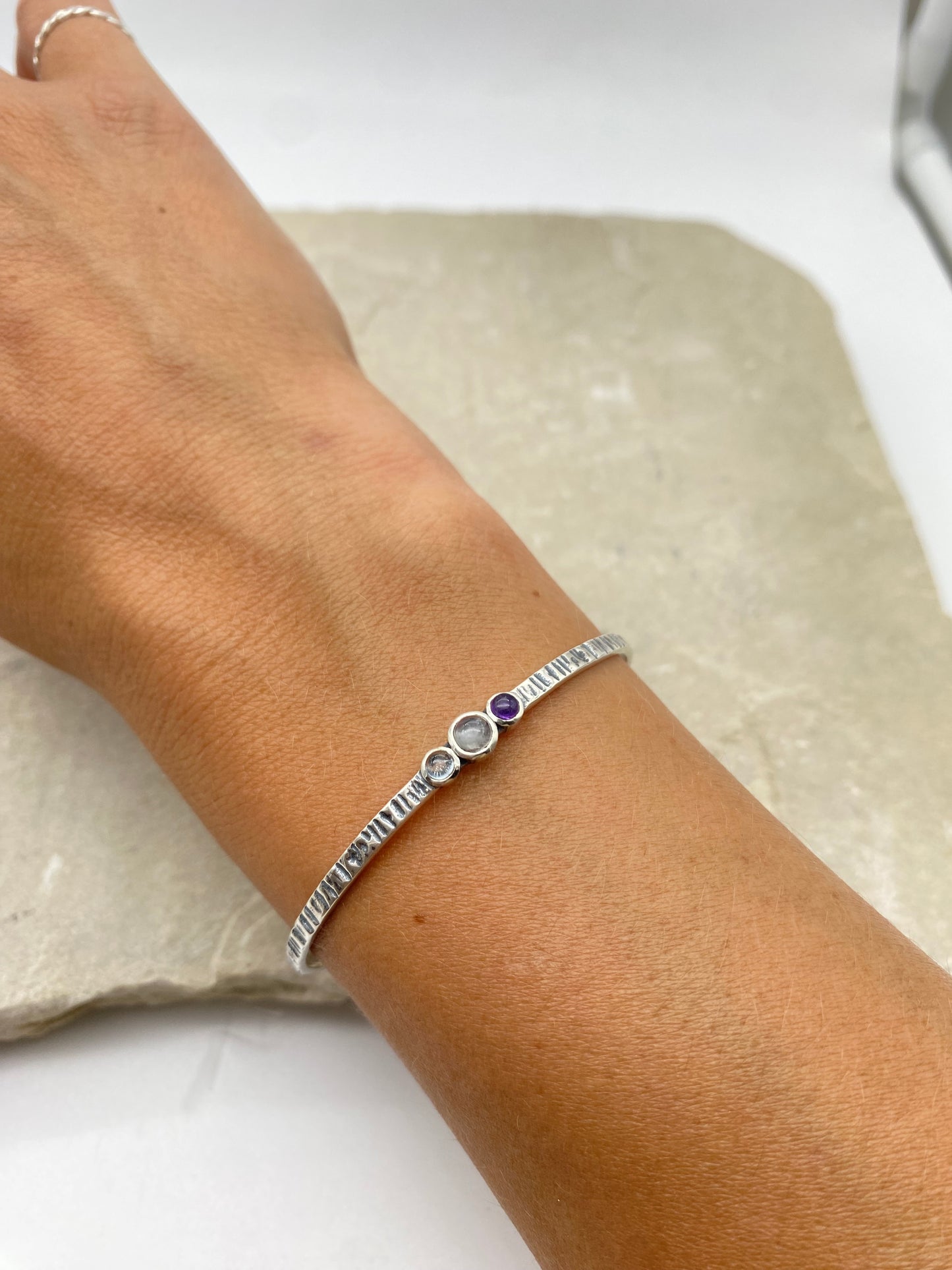 Align Cuff - Amethyst, Moonstone and Blue Topaz