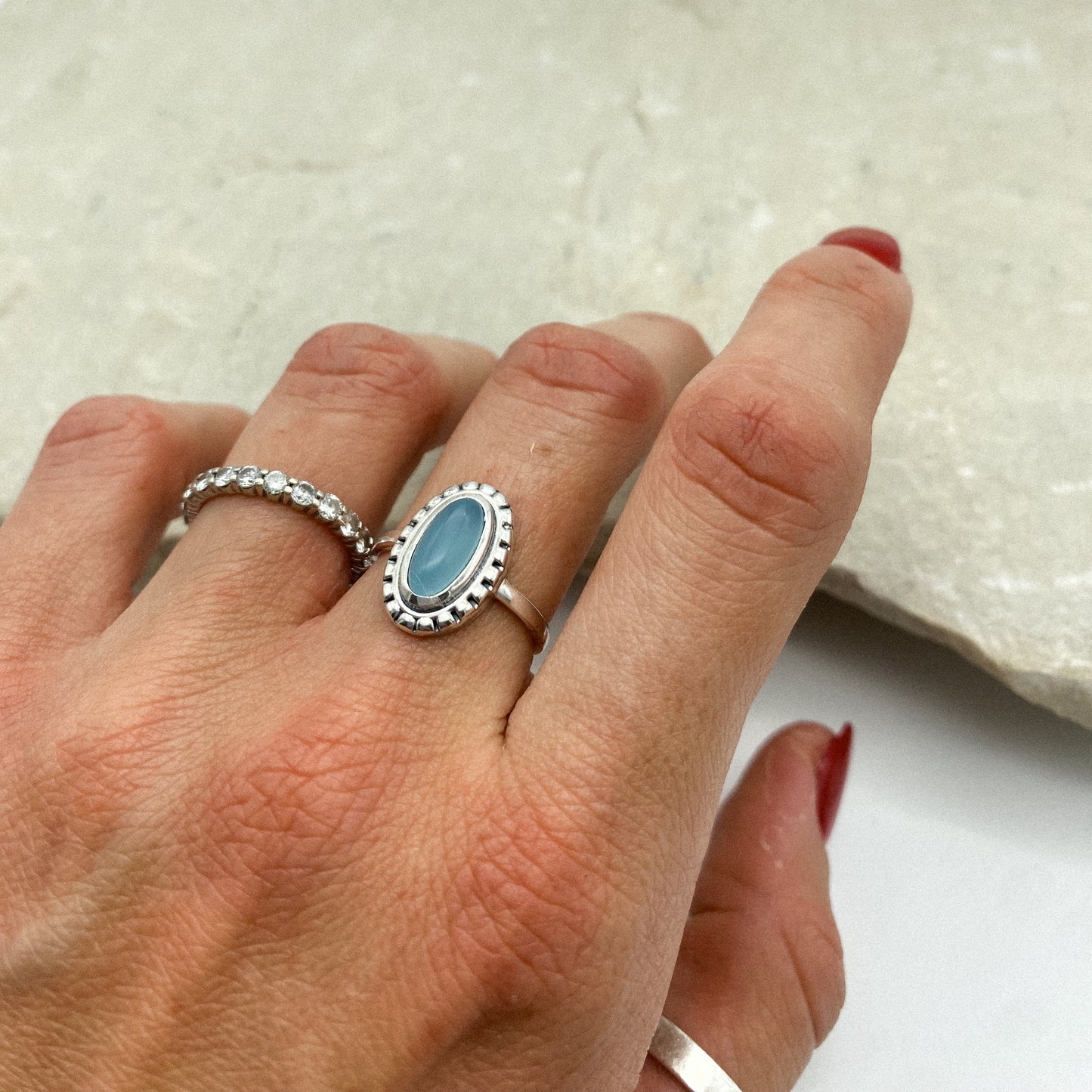 Claro Ring - Aqua Chalcedony