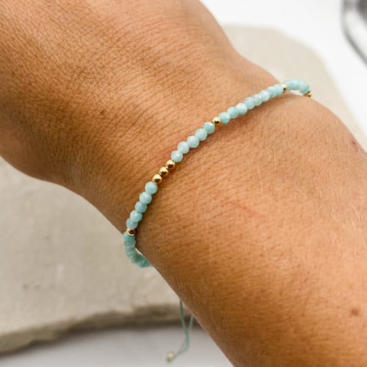 Gem adjustable bracelet - Ruby or Amazonite