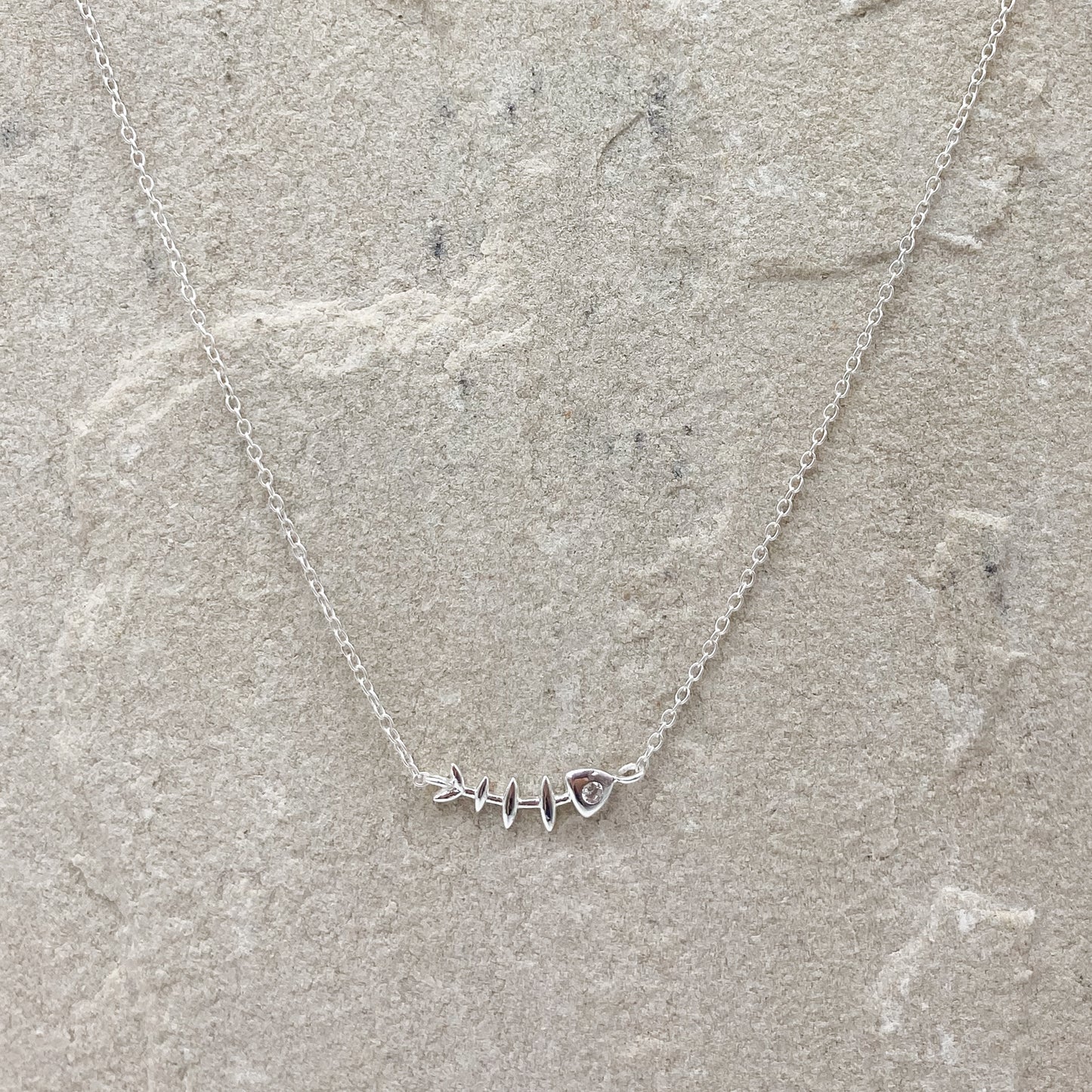 Fish Bones - CZ necklace