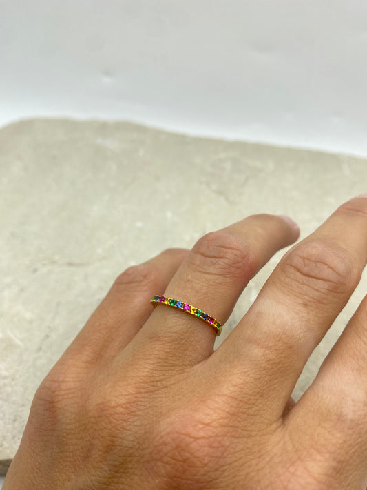 Rainbow stacker ring - Cubic Zirconia
