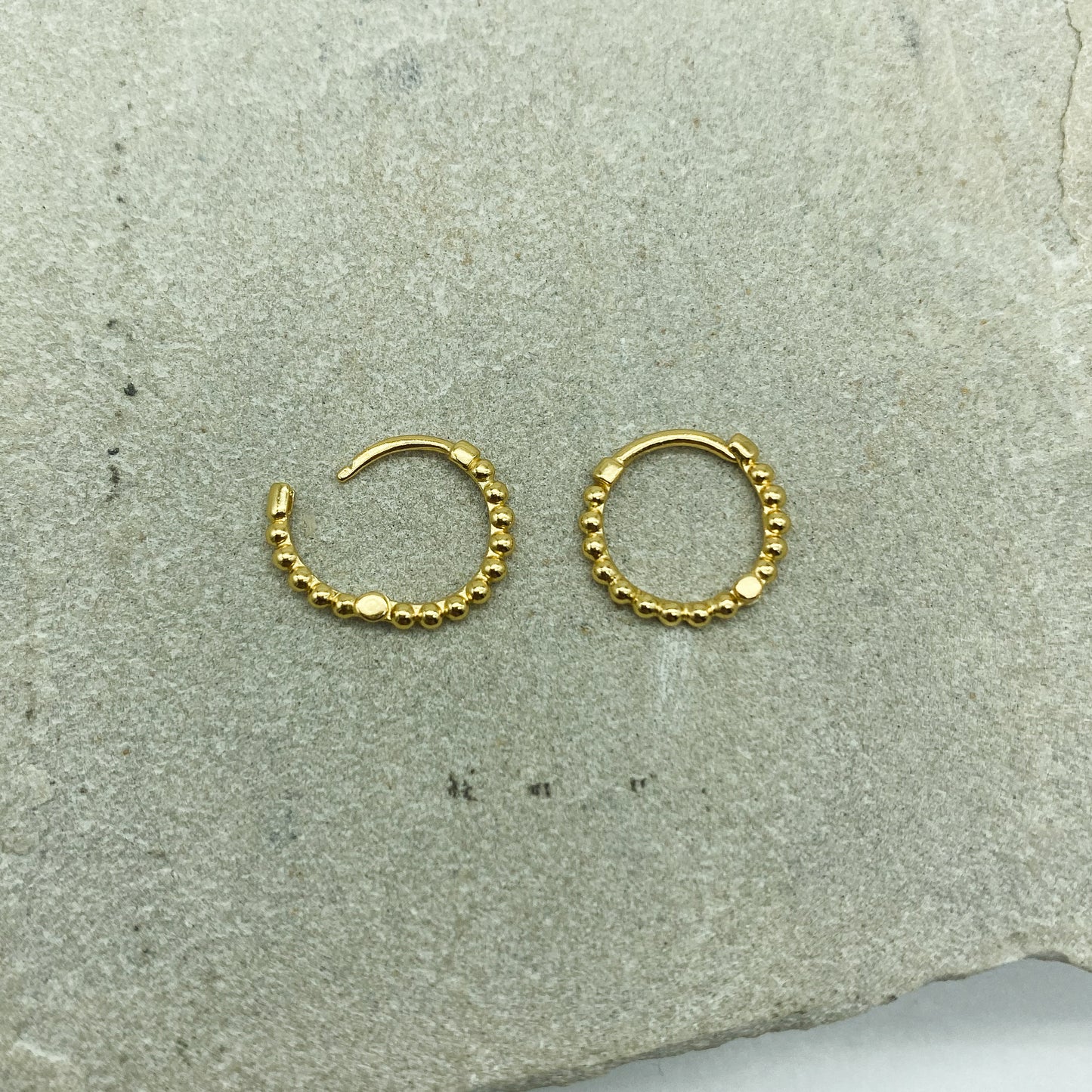 Gold Beaded Huggies