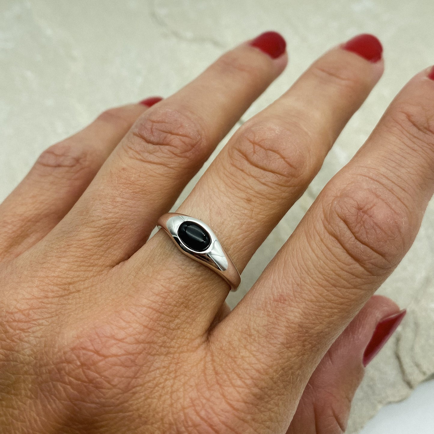 Orb Ring - Black Agate