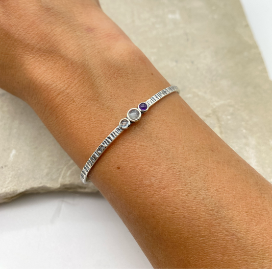 Align Cuff - Amethyst, Moonstone and Blue Topaz