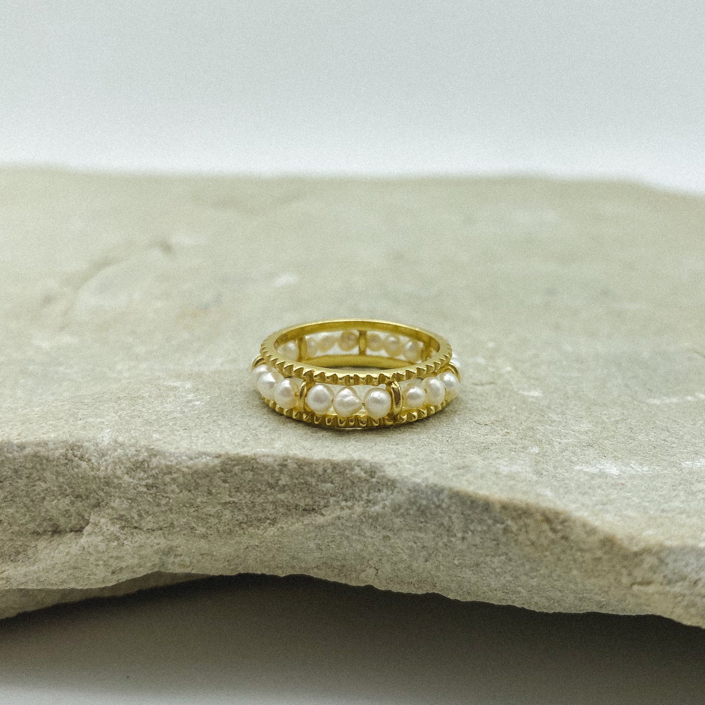 Golden hour ring - fresh water pearl + gold