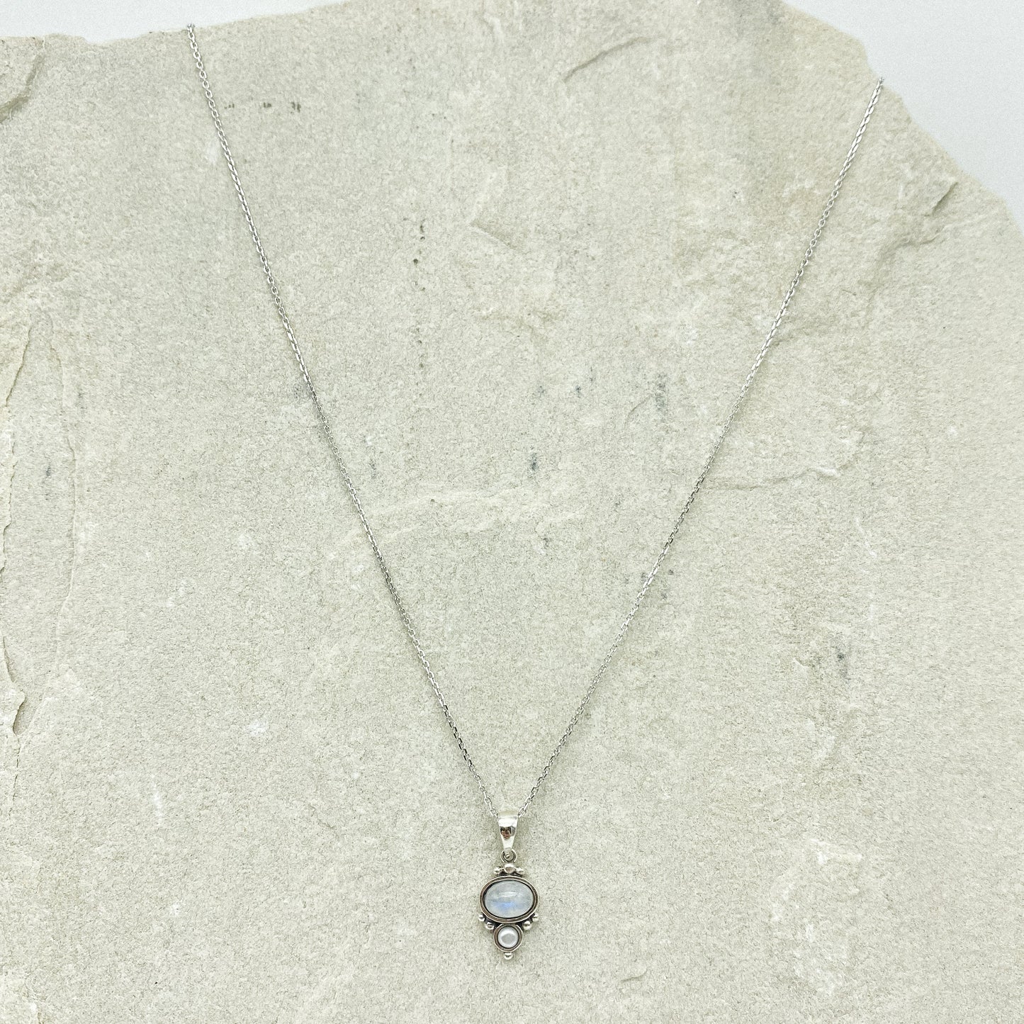 Adonis Necklace - Moonstone + Pearl
