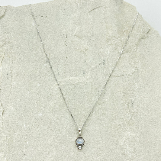 Adonis Necklace - Moonstone + Pearl