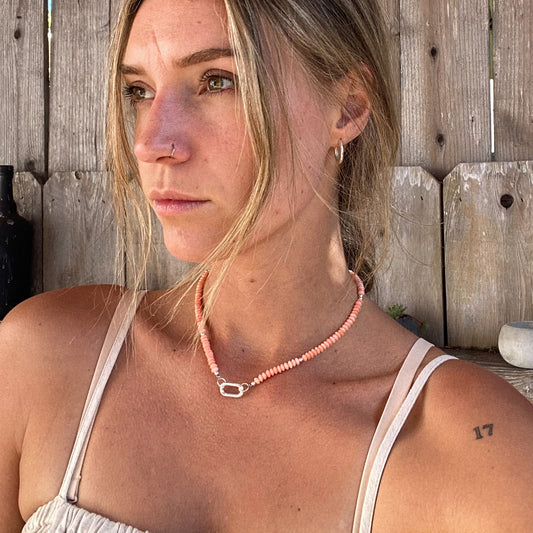 Torquay Beaded Choker - Peach Coral