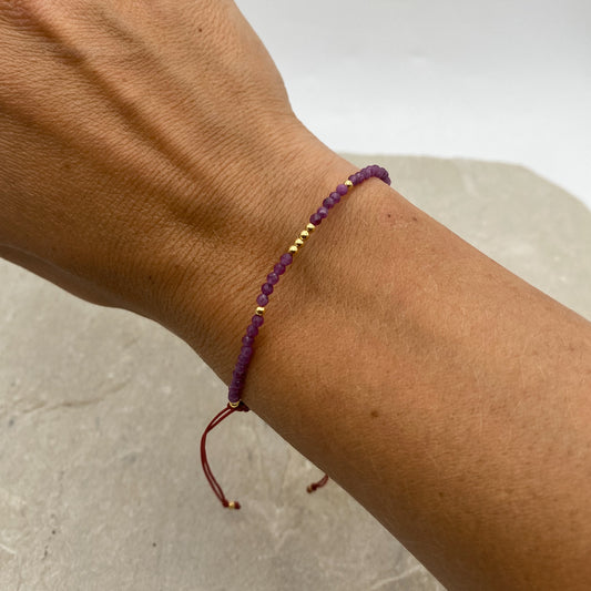 Gem adjustable bracelet - Ruby or Amazonite