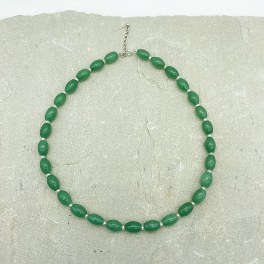 Good fortune necklace - Green Aventurine + Pearl