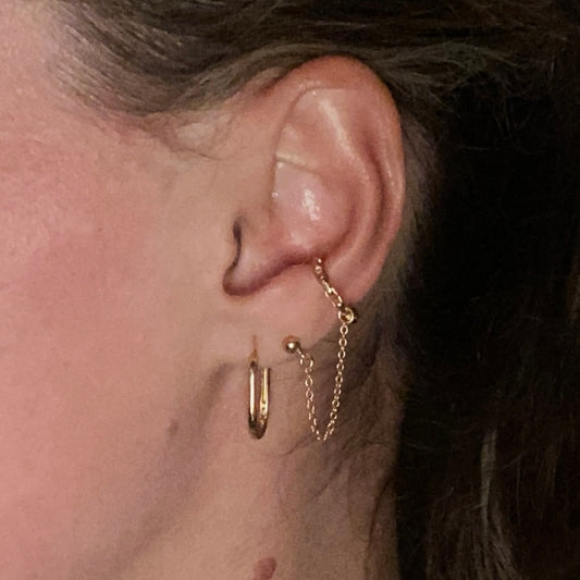 Gold Chained Stud + Ear Cuff