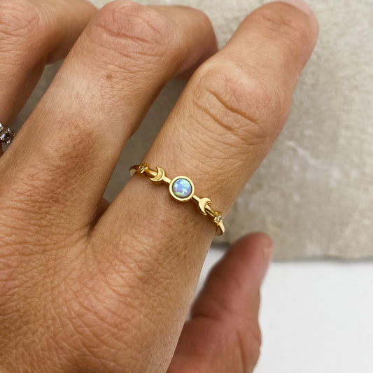Selene ring - lc Opal + CZ