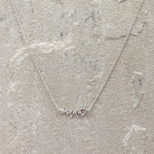 Fish Bones - CZ necklace