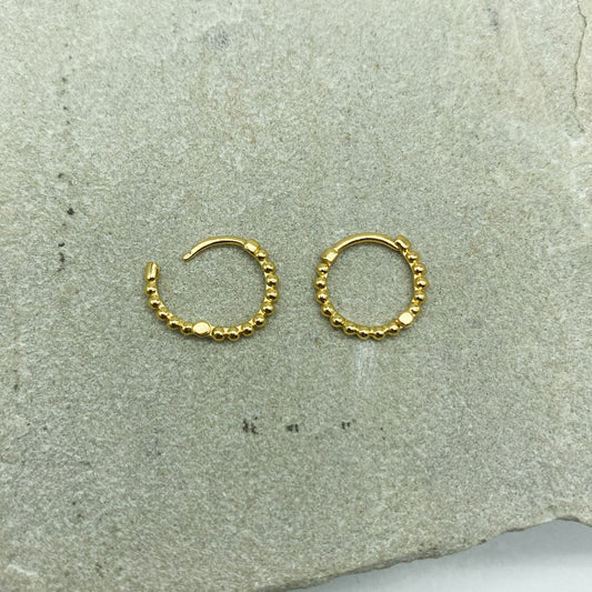 Gold Beaded Huggies