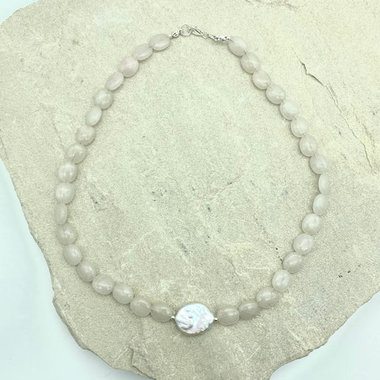 Lovers - Rose quartz + Fresh water Pearl