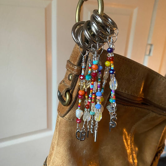 Beaded Initial bag charm