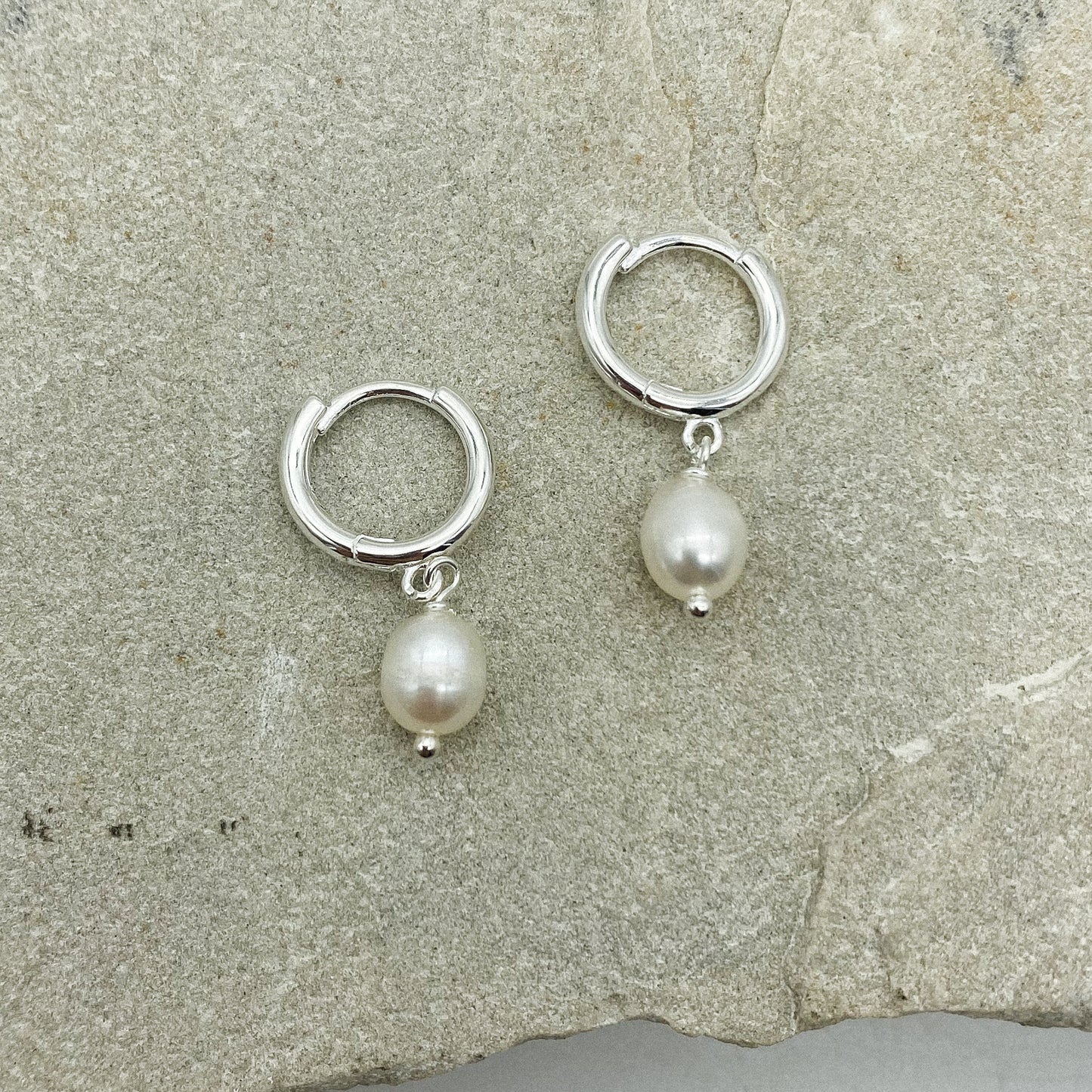 Pearl Huggie Hoops