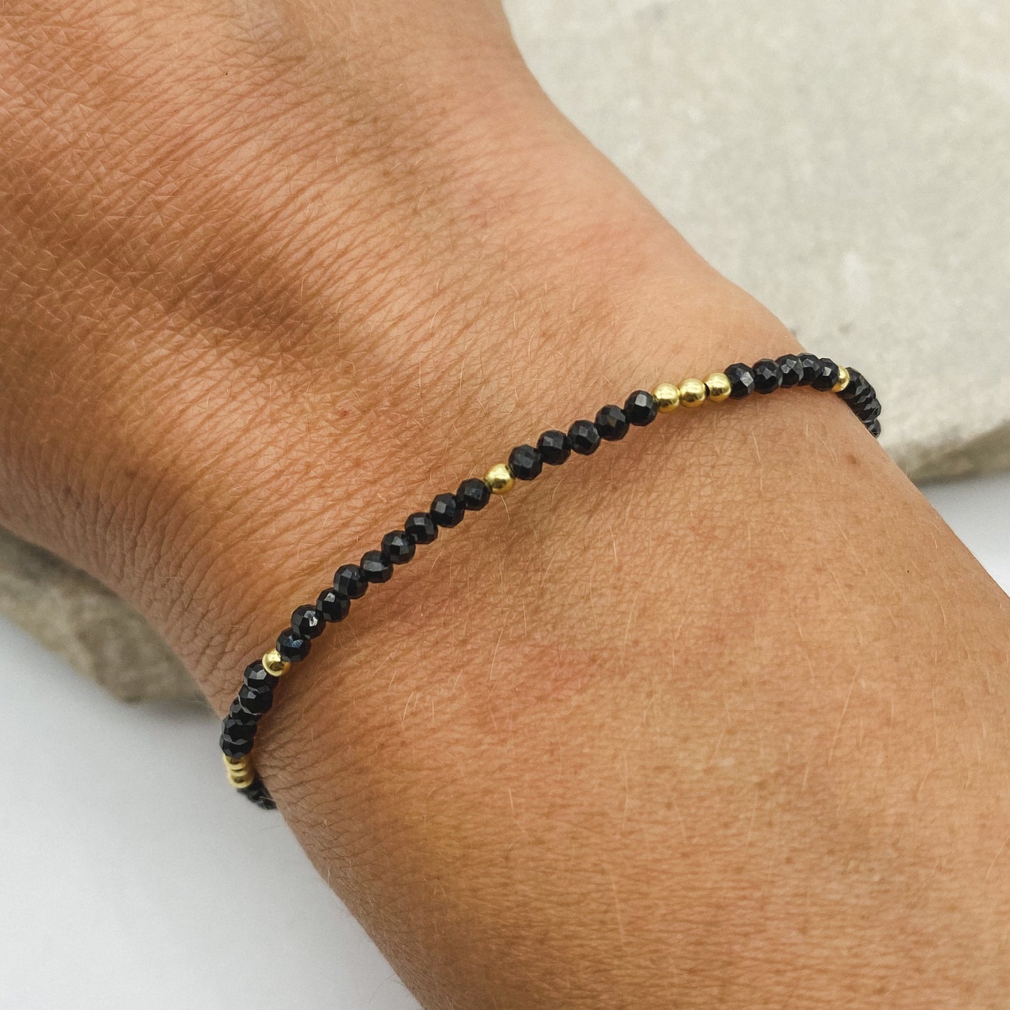 Gem adjustable bracelet - pink tourmaline, black spinal or Amazonite